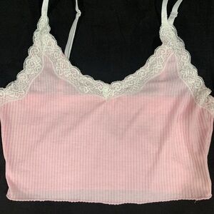 Pink and White Crop Top